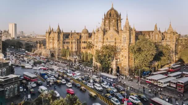 Jan 2018 Indien Mumbai Maharashtra Chhatrapati Shivaji Maharaj Terminus Bahnhof — Stockvideo