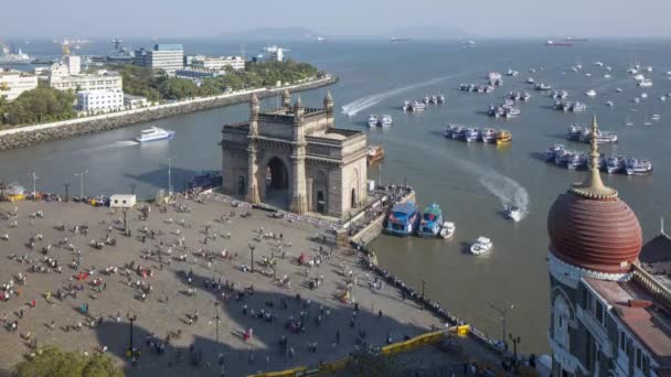 Янв 2018 Индия Мумбаи Махараштра Ворота Индии Памятник Честь Высадки — стоковое видео