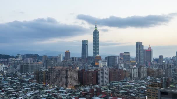 Březen 2018 Tchaj Wan Taipei City Panorama Taipei 101 Budova — Stock video