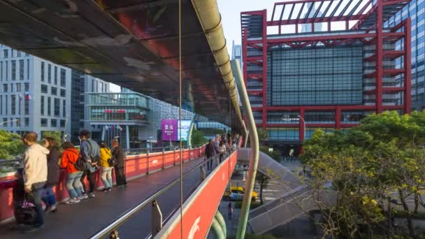 Taiwan Taipei Xinyi Centrum District Voetgangersbrug Time Lapse Belangrijkste Winkels — Stockvideo