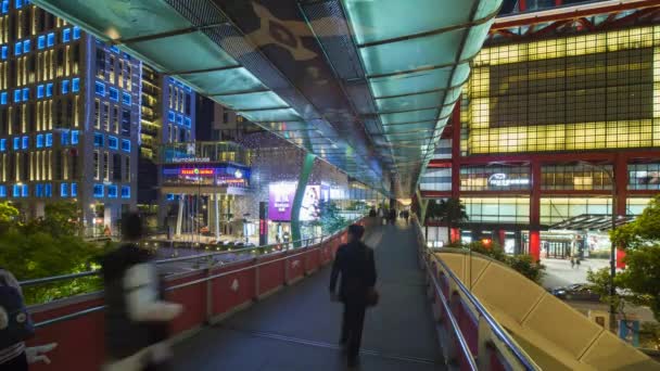 Taiwan Taipei Xinyi Centrum District Voetgangersbrug Time Lapse Belangrijkste Winkels — Stockvideo