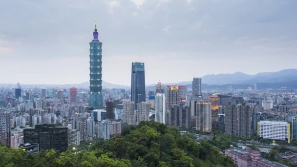 Březen 2018 Tchaj Wan Taipei City Panorama Taipei 101 Budova — Stock video