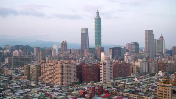 Marzo 2018 Taiwán Taipei City Skyline Edificio Taipei 101 — Vídeo de stock