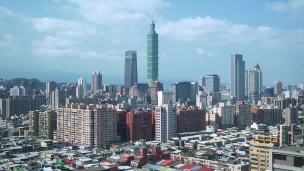 Mart 2018 Tayvan Taipei Şehir Silueti Taipei 101 Binası — Stok video