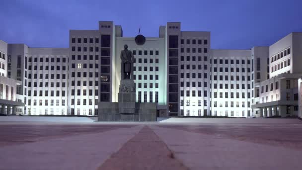 Minsk Belarus Circa 2018 Gedung Pemerintah Dan Patung Lenin Independence — Stok Video