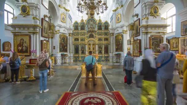 Interiér Ortodoxní Katedrály Ducha Okres Trojice Minsk Bělorusko Časový Odstup — Stock video