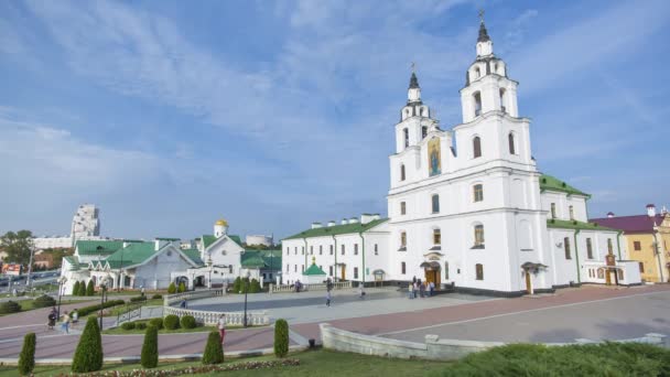 Minsk Bielorrússia Circa 2018 Catedral Ortodoxa Espírito Santo Distrito Trinity — Vídeo de Stock