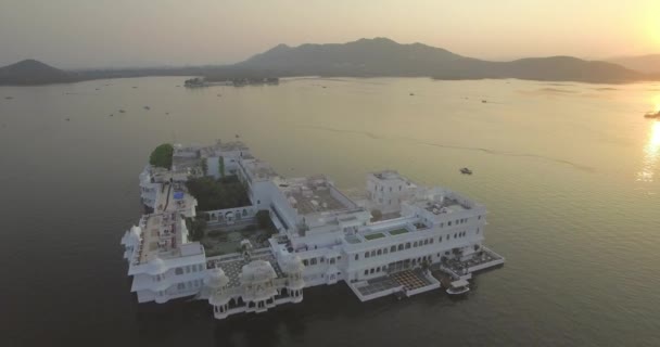 Lac Pichola Palais Ville Udaipur Rajasthan Inde Aérien — Video