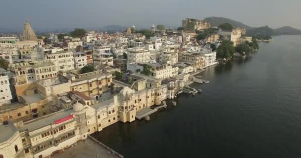 Lago Pichola Udaipur Rajasthan India Aerea — Video Stock