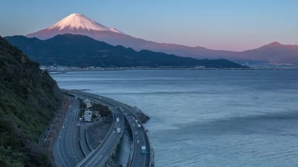 Fuji Och Trafik Körning Tomei Expressway Shizuoka Honshu Japan — Stockvideo