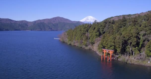 Lake Ashinoko Mount Fuji Fuji Hakone Izu National Park Hakone — Stock Video