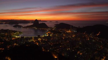 Pao Acucar veya Sugar Somun Dağı ve Botafogo Körfezi, Rio de Janeiro, Brezilya, Güney Amerika