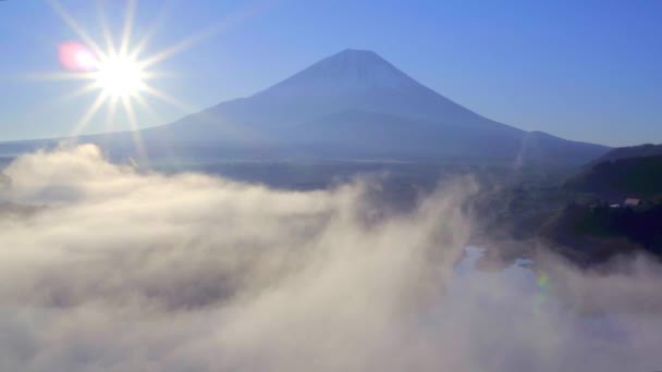 Nascer Sol Sobre Lago Shoji Monte Fuji Parque Nacional Fuji — Vídeo de Stock