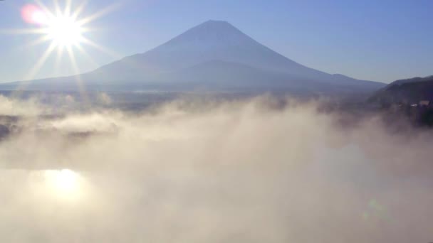 Nascer Sol Sobre Lago Shoji Monte Fuji Parque Nacional Fuji — Vídeo de Stock