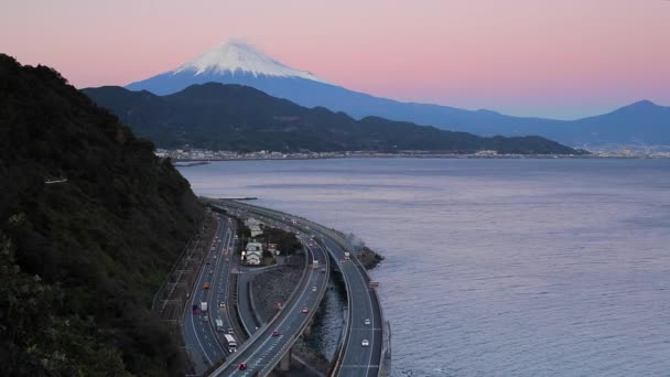 Fuji Traffic Driving Tomei Expressway Shizuoka Honshu Japan — Stock Video