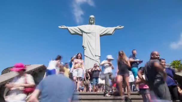 Cristo Redentor Χριστός Λυτρωτής Άγαλμα Στο Βουνό Corcovado Στο Ρίο — Αρχείο Βίντεο