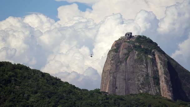在巴西里约热内卢Sugar Loaf Mountain Pao Acucar 的缆车 4K时差 — 图库视频影像