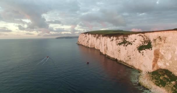 Dorset Kıyısındaki Old Harry Kayaları Yakınlarındaki Tebeşir Kayalıkları Purbeck Adası — Stok video