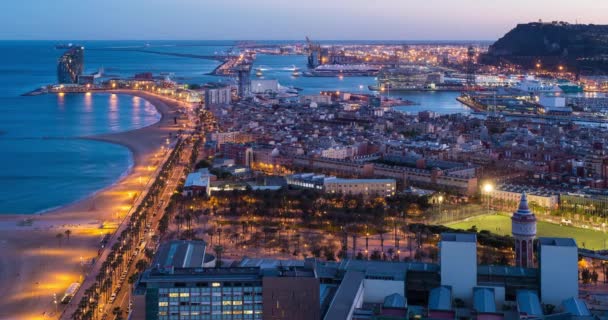 Vue Sur Les Plages Port Barcelone Barcelone Catalogne Espagne Time — Video