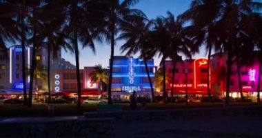 Art deco bölgesi, Ocean Drive, South Beach, Miami Beach, Miami, Florida, ABD - Zaman aşımı