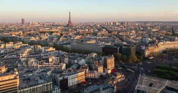 Widok Miasto Wieżą Eiffla Oddali Paryż Francja Europa Time Lapse — Wideo stockowe