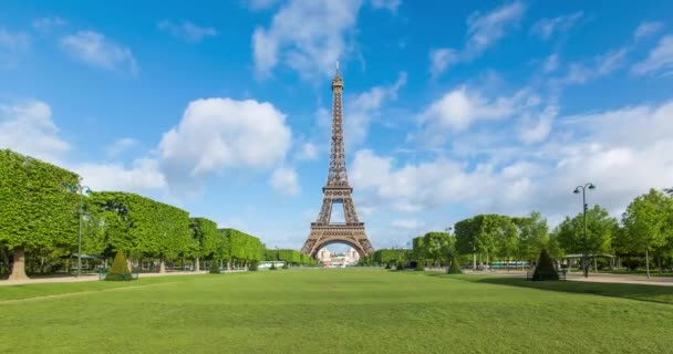 Parc Champ Mars Wieża Eiffla Paryż Francja Która Godzina — Wideo stockowe