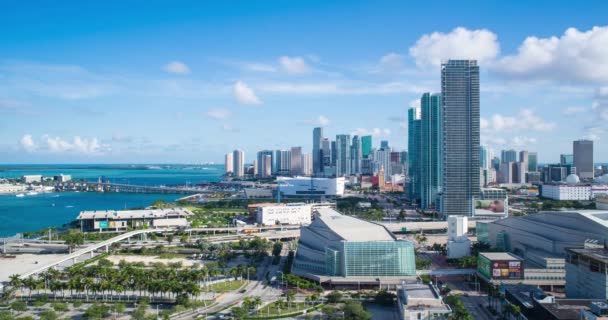 Vista Elevada Sobre Biscayne Boulevard Horizonte Miami Florida Time Lapse — Vídeo de stock
