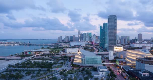 Vista Elevada Sobre Biscayne Boulevard Horizonte Miami Florida Time Lapse — Vídeos de Stock