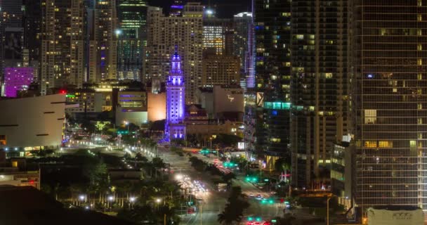 Vista Elevada Sobre Biscayne Boulevard Horizonte Miami Florida Time Lapse — Vídeos de Stock