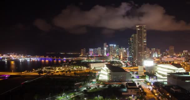 Förhöjd Utsikt Över Biscayne Boulevard Och Skyline Miami Florida Usa — Stockvideo