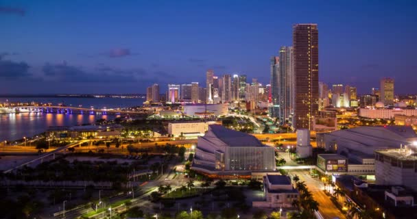 Vista Elevada Sobre Biscayne Boulevard Horizonte Miami Florida Time Lapse — Vídeos de Stock