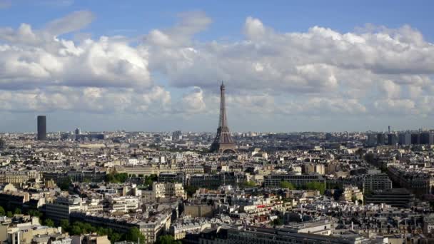 City Eiffel Tower Viewed Rooftops Paris France Europe — Stock Video