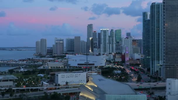 Vista Elevada Sobre Biscayne Boulevard Horizonte Miami Flórida Eua — Vídeo de Stock