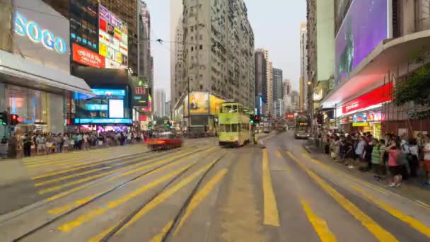 Time Lapse Pedoni Traffico Incrocio Stradale Trafficato Nathan Road Kowloon — Video Stock