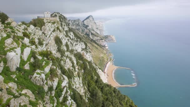 Vista Lapso Tempo Para Norte Até Topo Rock Gibraltar Gibraltar — Vídeo de Stock