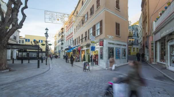 Time Lapse Main Street Gibraltar Main Commercial Shopping District Gibraltar — Stock video