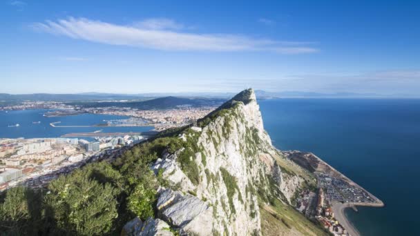 Vista Lapso Tempo Para Norte Até Topo Rock Gibraltar Gibraltar — Vídeo de Stock