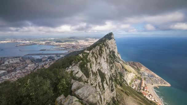 Vista Lapso Tempo Para Norte Até Topo Rock Gibraltar Gibraltar — Vídeo de Stock