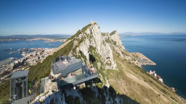 Vista Lapso Tiempo Hacia Norte Hasta Cima Del Peñón Gibraltar — Vídeos de Stock