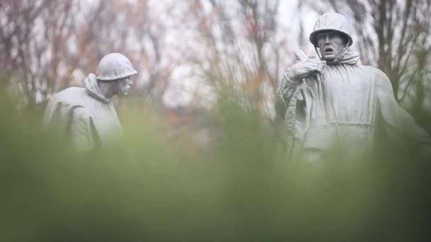 Επιλεκτική Εστίαση Του Μνημείου Στρατιώτες Ουάσινγκτον Ηπα — Αρχείο Βίντεο