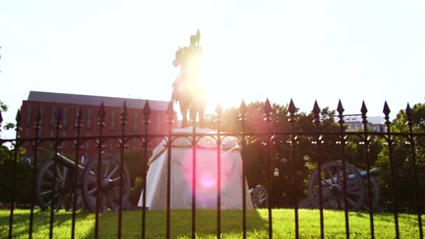 Vista Panorâmica Monumento Contra Sol Washington Eua — Vídeo de Stock