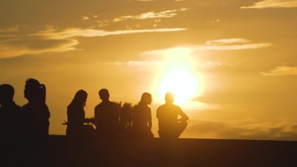 Силуэты Людей Время Захода Солнца Вашингтон Сша — стоковое видео