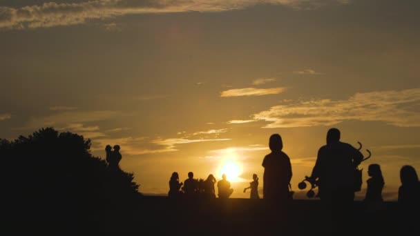 Silhuetas Pessoas Durante Pôr Sol Washington Eua — Vídeo de Stock