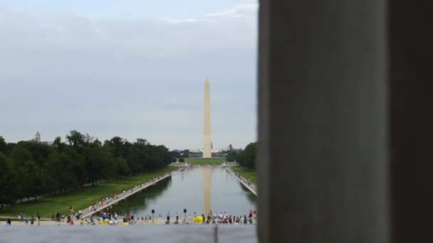 Foco Seletivo Turistas Obelisco Washington Eua — Vídeo de Stock