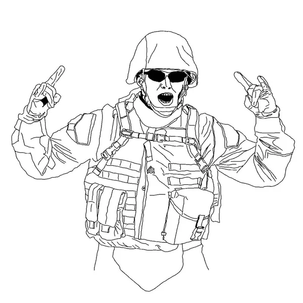 Hand Drawn Vector Illustration Soldier — Stock Vector