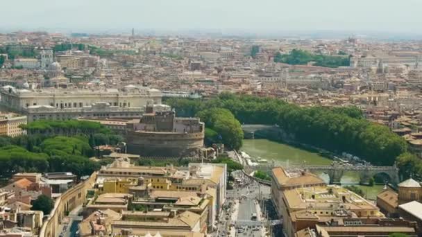 Castillo de SaintAngelo, Roma, Italia Lente zoom 4k — Vídeo de stock