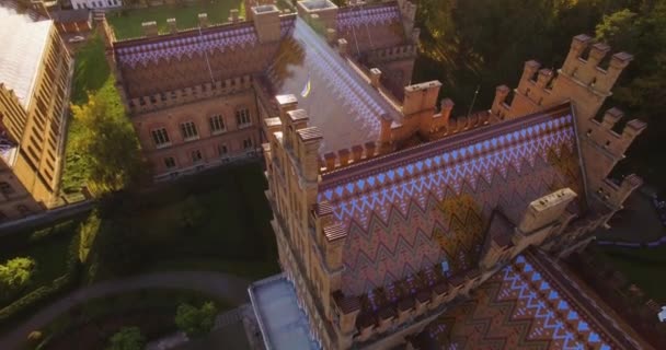 Vista aérea da Universidade Chernivtsi em 4k res. - uma das universidades mais antigas — Vídeo de Stock