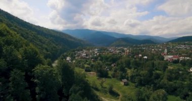 Nehrin üzerinde alçaktan uçan ve bahar vadisinden geçiyor. 4k