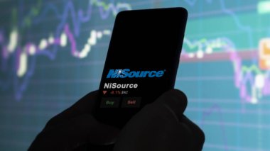 January 15th 2024. The logo of NiSource on the screen of an exchange. NiSource price stocks, $NI on a device. clipart