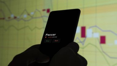 January 15th 2024. The logo of Paccar on the screen of an exchange. Paccar price stocks, $PCAR on a device. clipart